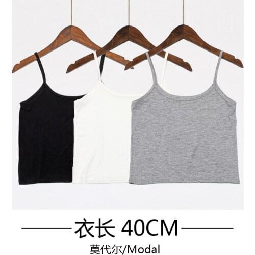 Womens summer basic solid color Y-Neck camisole girls short modal cotton Wrap chest bra