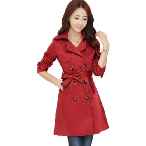 2018 Autumn New High Quality Women Trench Coat Fashion Double Breasted Mid-long Outerwear Slim Belt Female Windbreaker Coats 205