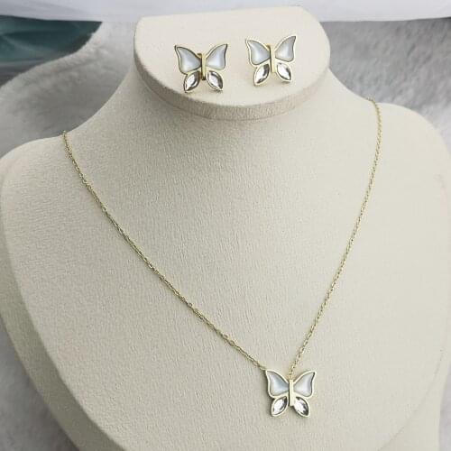 Hot Get Conch Butterfly New Goddess Luxury Gold Color Necklace Luxe Fashion Jewelry Stainless Steel For Women The Originals