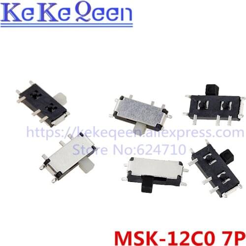 100Pcs/lot Mini 7-Pin On/Off 1P2T SPDT MSK-12C02 SMD Toggle Slide Switch For MP3 MP4 DC 12V 0.1A