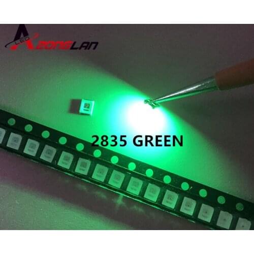 100PCS/lot SMD LED 2835 Green 0.2W high bright light emitting diode chip leds 520-525NM