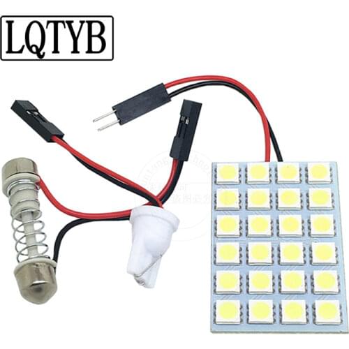 2pcs car reading light led5050-24SMD car interior light modified universal super bright interior light trunk bulb