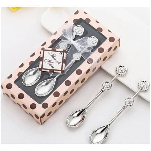 20Pieces=10Boxes) Practical Wedding gifts for guests of Silver Rose Coffee Spoon Wedding favors For Tea themed Party favors