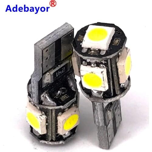 20X car led t10 w5w canbus 5smd 5050 led 5 smd 3 chips wedge light bulb lamp 194 168 501 white red yellow green ice blue 12v