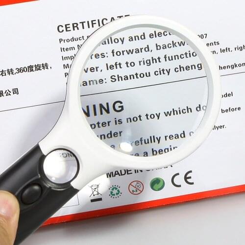 3 LED Light 45X Handheld Magnifier Reading Magnifying Glass Lens Jewelry Loupe T16