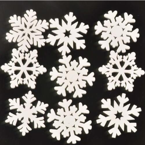 30pcs mix christmas snowflake pattern White wooden Scrapbooking Carft for Home decoration diy Handmade 35mm MT1782