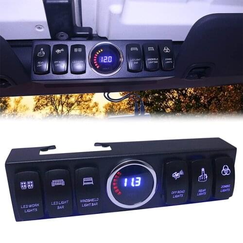 6 Rocker Led Switch Panel Control System With Blue Backlight Controller And Relay Box For Jeep Wrangler JK & JKU 2007-2018