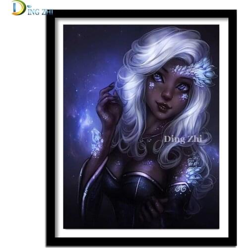 5D DIY Diamond Painting Full Square Round Drill Embroidery Cartoon Silver-haired Girl Picture Sale Mosaic Beauty Cross Stitch