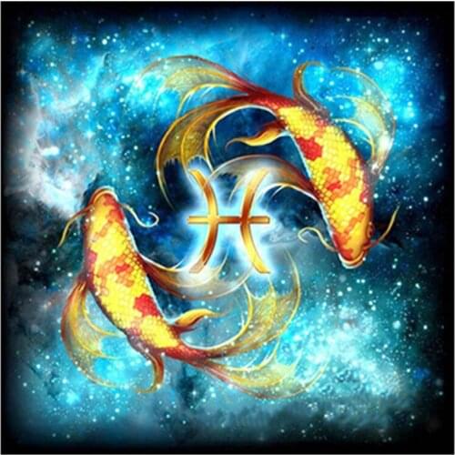 New 5D DIY Full Round Diamond Painting Pisces 3D Embroidery Cross Stitch Rhinestone Mosaic Home Decor Gift YC211