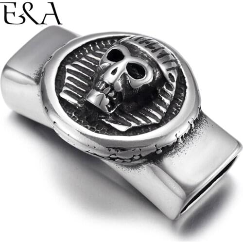 Stainless Steel Slider Beads Pharaoh Skull 13*6mm Hole Slide Charms for Mens Punk Bracelet Jewelry Making DIY Accessories