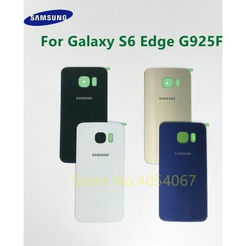 For SAMSUNG Galaxy S6 Edge G925 G925F G925T G925I Back Battery Cover Door Shell Rear Glass Housing Case With Adhesive Sticker
