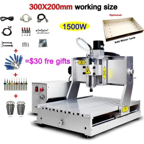 DIY CNC 3020 3axis 1.5KW water cooling spindle ball srew wood milling machine for metal stone marble with full kit