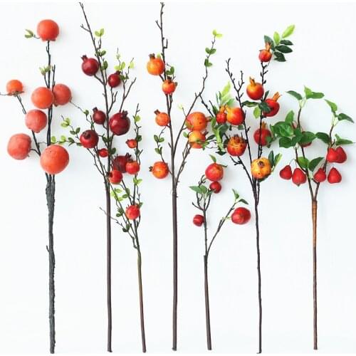 Simulation single pomegranate persimmon lemon apple branch fake flower decoration fruit tree fake fruit berry