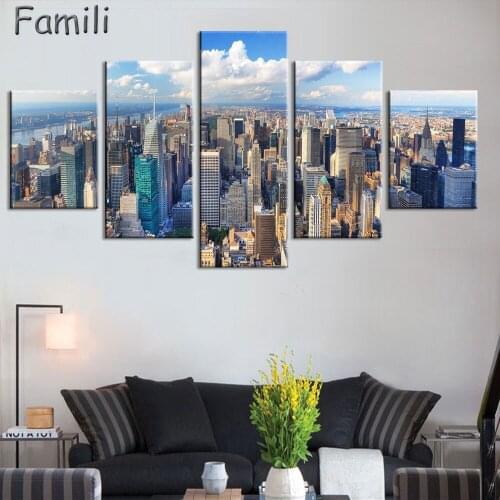 5 Panel Canvas Painting New York City HD Print Painting Modern Wall Art Picture for Living Room Home Decor Paintings No Frame