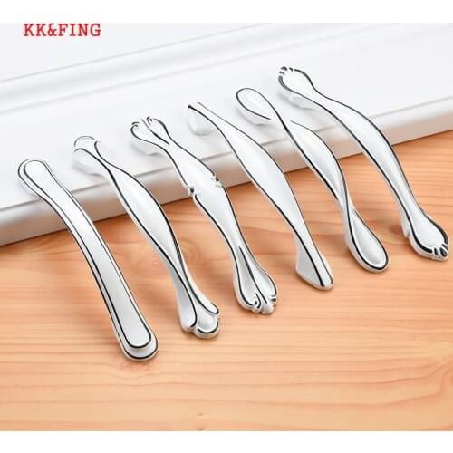 KK&FING European Style Black&White Cabinet Handles Solid Aluminum Alloy Kitchen Cupboard Pulls Drawer Furniture Handle Hardware