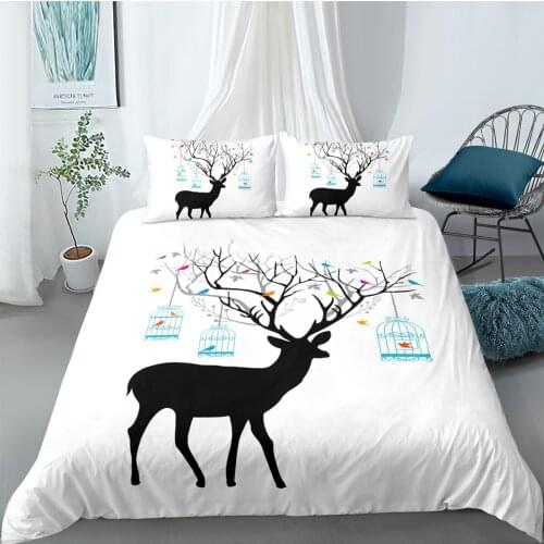 3D Design Duvet Cover Sets Bedding Sets Quilt Covers Pillow Cases Full Twin Single Double Size Deer Custom White Bedding sets