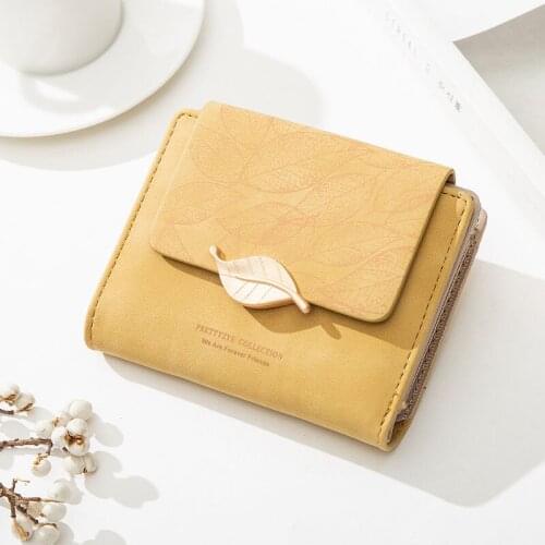 New Women PU leather Leaf Short Wallet Female Coin Purse Fashion Purse Money Bag High Capacity Card Holders Small Wallets