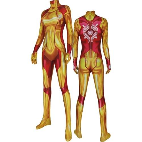 Zero Suit Samus Samus Aran Cosplay Costume Zentai Suit Game Female Woman Girls Superhero Halloween Bodysuit Adults Kids Jumpsuit