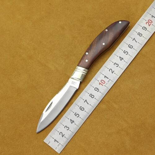 LOCOVOO OEM Canada Gromann Flipper Folding Knife 9cr18mov Blade Rosewood Handle Outdoor Camping Hunting Pocket EDC Tools