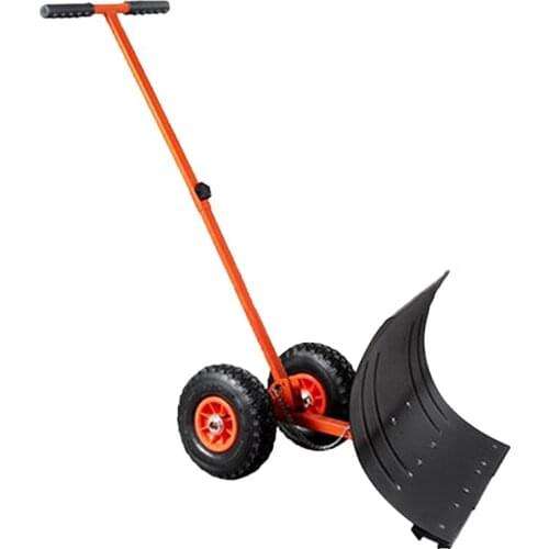 Home Garden 29 Inch Wheeled Snow Shovel Adjustable Height Multi-angle Snow Ice Removal Tool Garden Snow Plow Shovel Long Handle