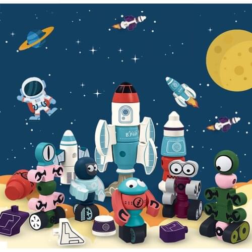 Magnets Blocks Educational Toys For Children Magnetic Robot Rocket Model Kids Toy Funny Solar System Designer Kits Baby Toy
