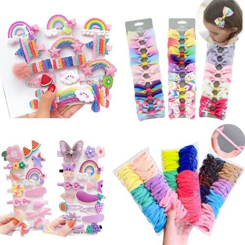 Cute Cartoon Fruit Flower Hair Clips Hairpins Lovely Girls Hair Accessories for Children Barrettes Elastic Hair Bands Headwear