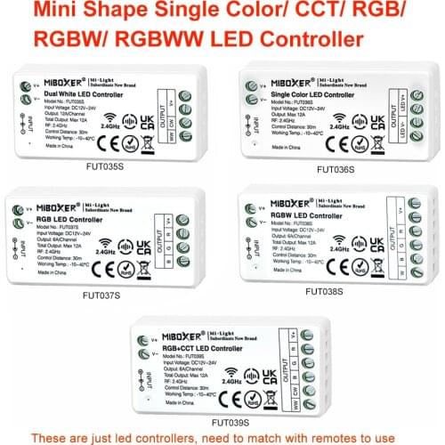 CCT LED Controller Remote 12V 24V FUT035S 12A 2.4GHz Dual White Dimmer