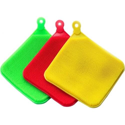 Multifunctional Silicone Kitchen Cleaning Brush Dishwashing Brush square Dish Washing Brush Vegetable Cleaner