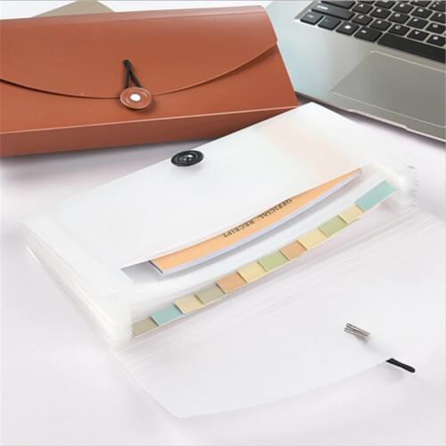 Fashion 13 Grids Document Bag Solid Color Mini Bill Receipt File Bag Pouch Folder Organizer File Holder Office Accountant Supply