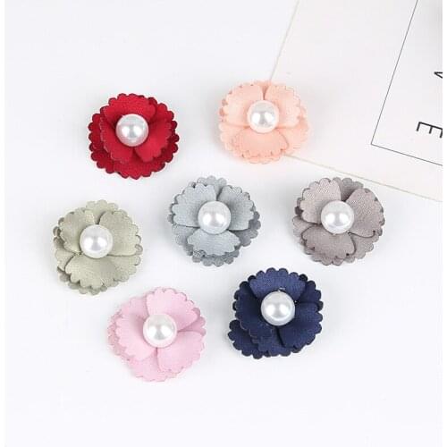 Fashion Satin Fabric Artificial Flowers with pearls For Wedding Invitation Handmade Fake Flowers For Dress