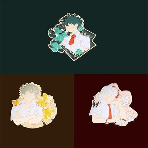 My Hero Academia Midoriya Izuku Deku Bakugou Katsuki Todoroki Shoto Cosplay Cartoon Costume Props Metal Badge Pin Alloy Brooch