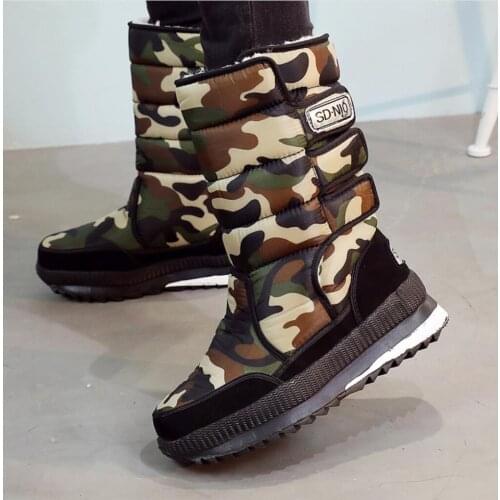 Men Boots platform snow boots for men thick plush waterproof slip-resistant winter shoes Plus size 36-47 unisex Warm cotton boot