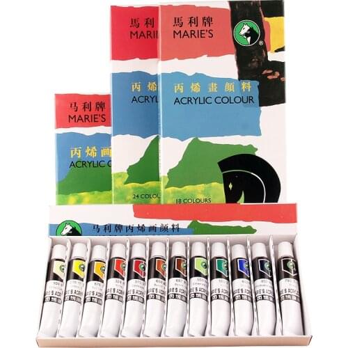 Maries 12/18/24/36 color acrylic paint set, first hand painted wall painted waterproofing pigment 12ml