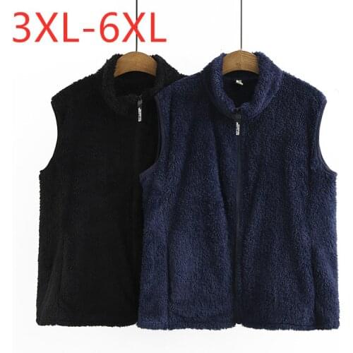 New Ladies Autumn Winter Plus Size Vest Tops For Women Large Sleeveless Loose Velvet Zipper Black Blue Vest Coat 3XL 4XL 5XL 6XL