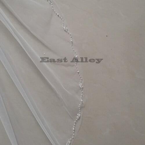 One tier Beaded Edge Wedding Veil Elbow Veils / Fingertip Veils with Beading Tulle / Classic Short Wedding Veil hair accessories