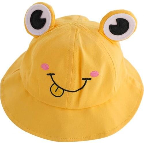 Fisherman Hat Frog Design Sun Protection Cotton Cartoon Bucket Cap for Outdoor