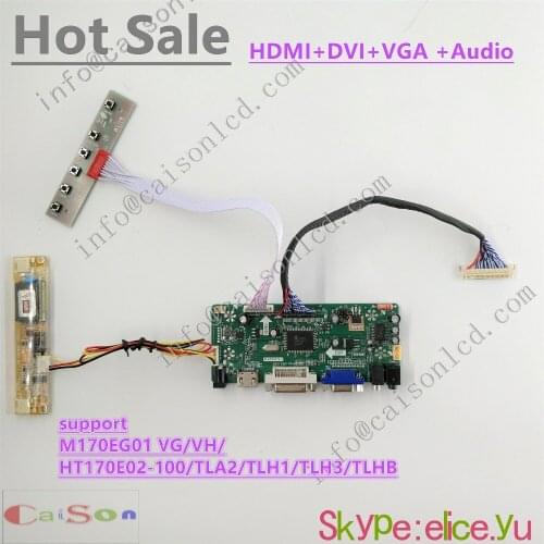 DVI/VGA/AUDIO/ of LCD monitor board support M170EG01 VG/VH/HT170E02-100/TLA2/TLH1/TLH3/TLHB