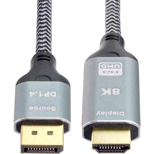 DisplayPort 1.4 Source to HDMI 2.0 Display 8K UHD 4K DP to HDMI Male Monitor Cable Connector 1.8m 6ft