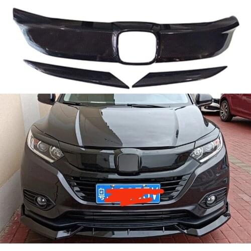 Car Front Grill Grille Decoration Cover Trim Styling Moldings For Honda Vezel HR-V HRV 2019-2021 ABS Center Hood Grilles