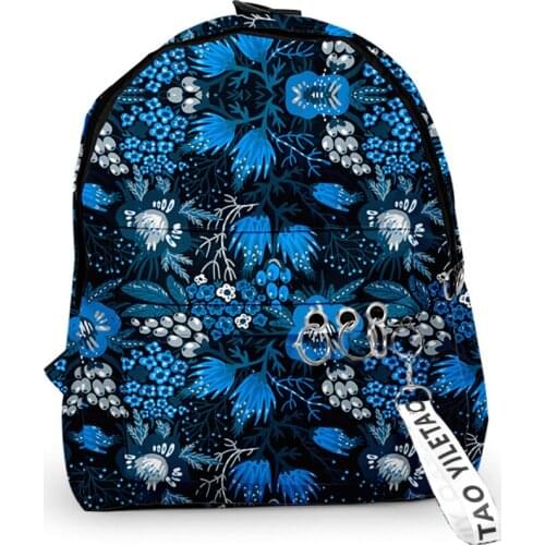 Oxford Cloth Backpack 2021 New Leaf Flower Pattern 3D Printing Fashion Casual Lightweight Large-Capacity Travel School Bag