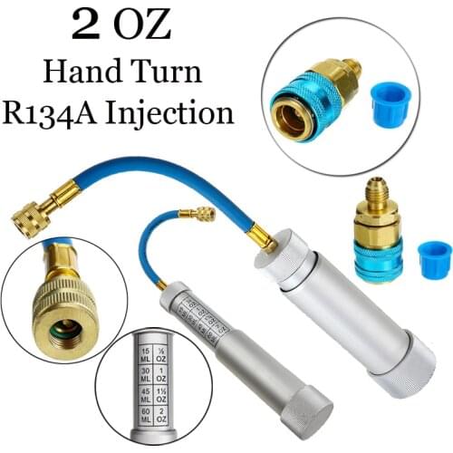 Oil & Dye Syringe 1/4 inch Sae R134A 2Oz Manual Oiler Automotive Air Conditioning Coolant Filling Tube Injection Tool