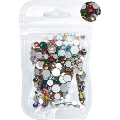 Mixed size mix colors 10Gram/1440pcs 3D Nail Art Decorations Non Hotfix Flatback crystal Glass nail art Rhinestones