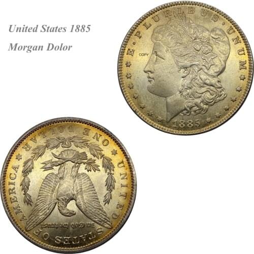 United States Morgan One Dollar US Coin 1885 Cupronickel Plated Silver Morgan Silver Dollor Coin