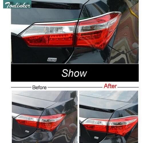 Tonlinker Rear Headlight Eyebrow Cover stickers For TOYOTA Corolla Altis 2014-17 Car Styling 4 PCS Stainless Steel Cover sticker
