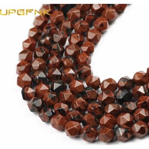 UPGFNK 8MM Faceted Mahogany obsidian Natural tone Round Loose Spacer beads for Jewelry making DIY bracelets necklace accessories