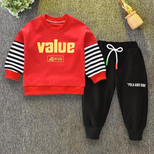 Spring Autumn Fashion Cotton Tops+pants 2pcs Boys Jogging Set Infant Newborn Kids Boys Sports Suit 1-5Y Boys Clothing