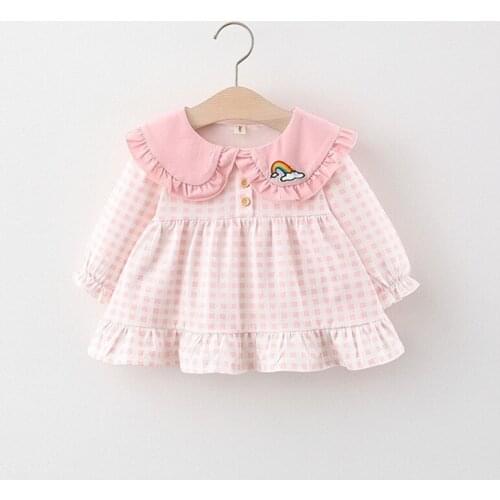YALOODE Baby Girls Dress Autumn New Kids Cute Plaid Print Dress Toddler Girl Princess Dress Fashion Baby Girls Clothes