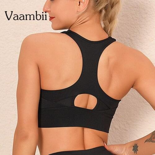Womens Open Back Bras For Women Tops Active Bra Without Bones Seamless Crop Top With Cups Straps Sport Bra Female Sportswear