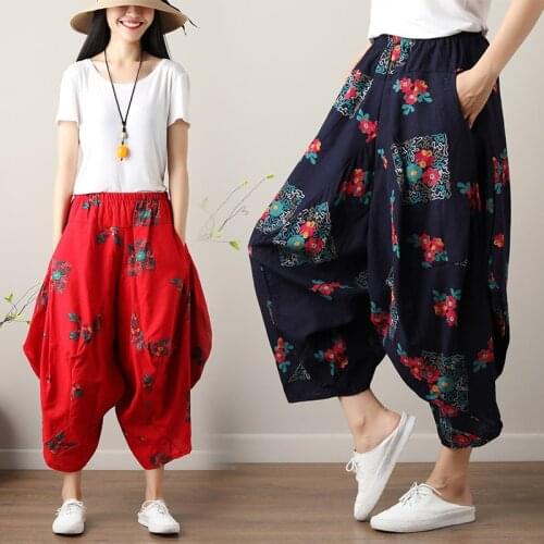 Women yoga pant linen nepal loose wide leg harem sweatpant bloomers jogger exercise workout gym casual pant trouser sportswear