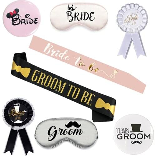 Bride To Be Groom To Be Sash Bachelor Party Team Groom Blindfold Badge Decoration Groom Glasses Hen Party Decoration Supplies